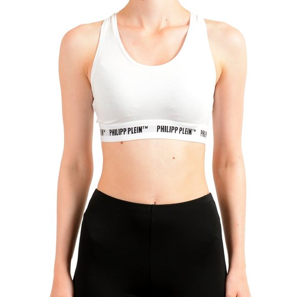 Philipp Plein Women's Two-Tone Logo Print Underwear Racerback Bralette Bi-Pack - Picture 1 of 11